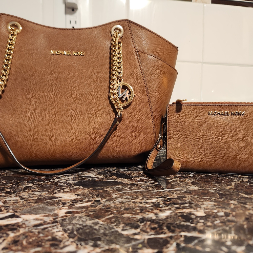 Michael Kors Brown Tote and Wristlet Set